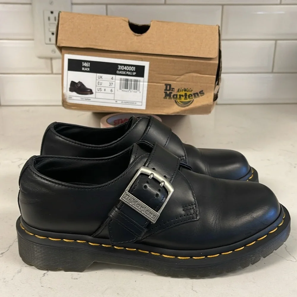 Dr. Martens 1461 BUCKLE PULL UP LEATHER OXFORD SHOES Size 6 - Picture 9 of 17
